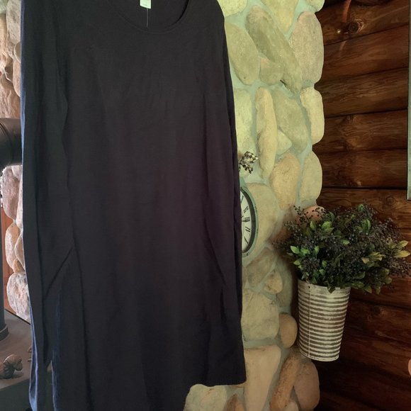 NWT $79 J.Jill Navy blue tunic sweater with ribbing godet Large Tall LT - XL - Picture 2 of 7